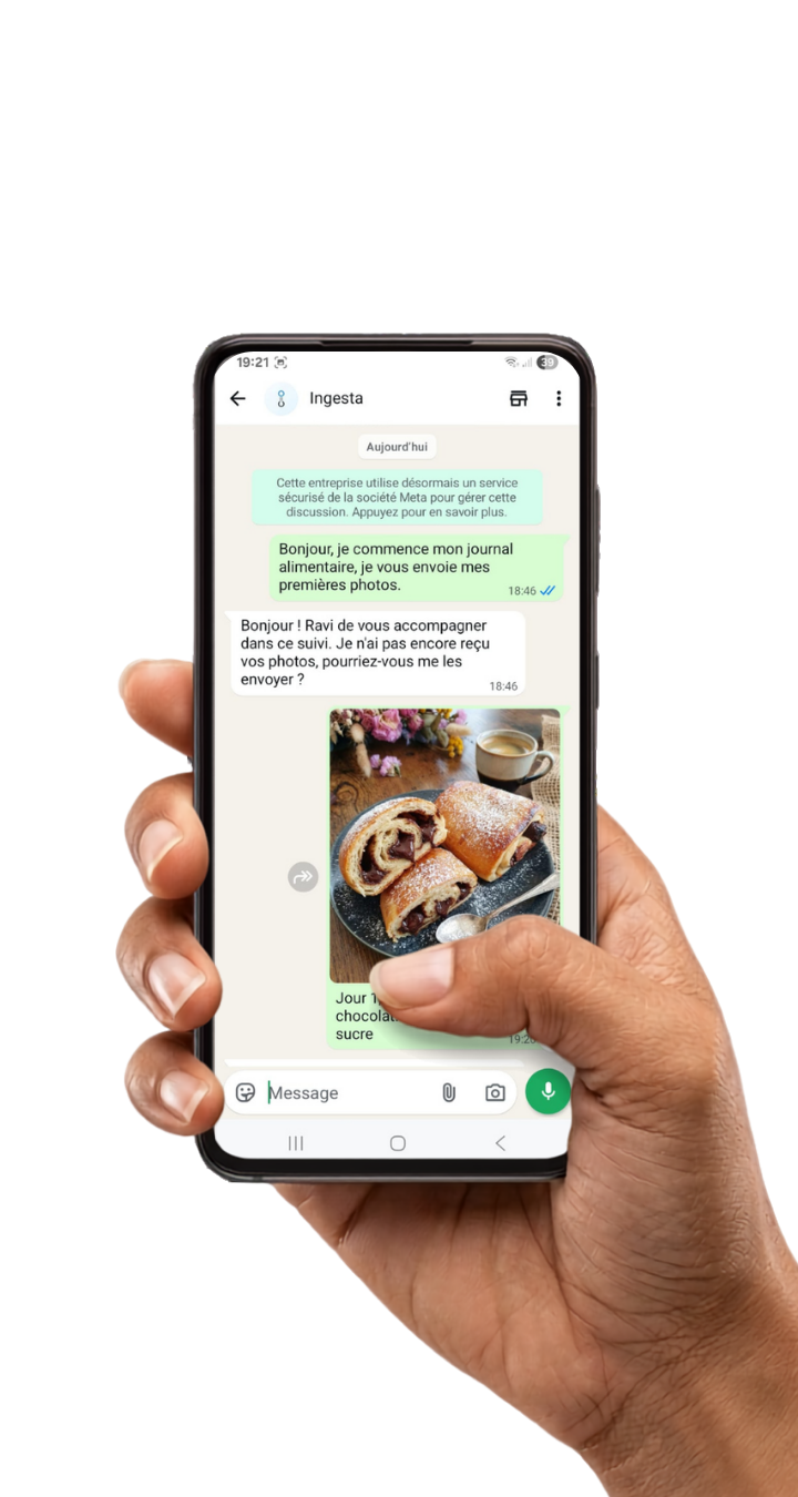Photo de repas envoyée dans la conversation WhatsApp